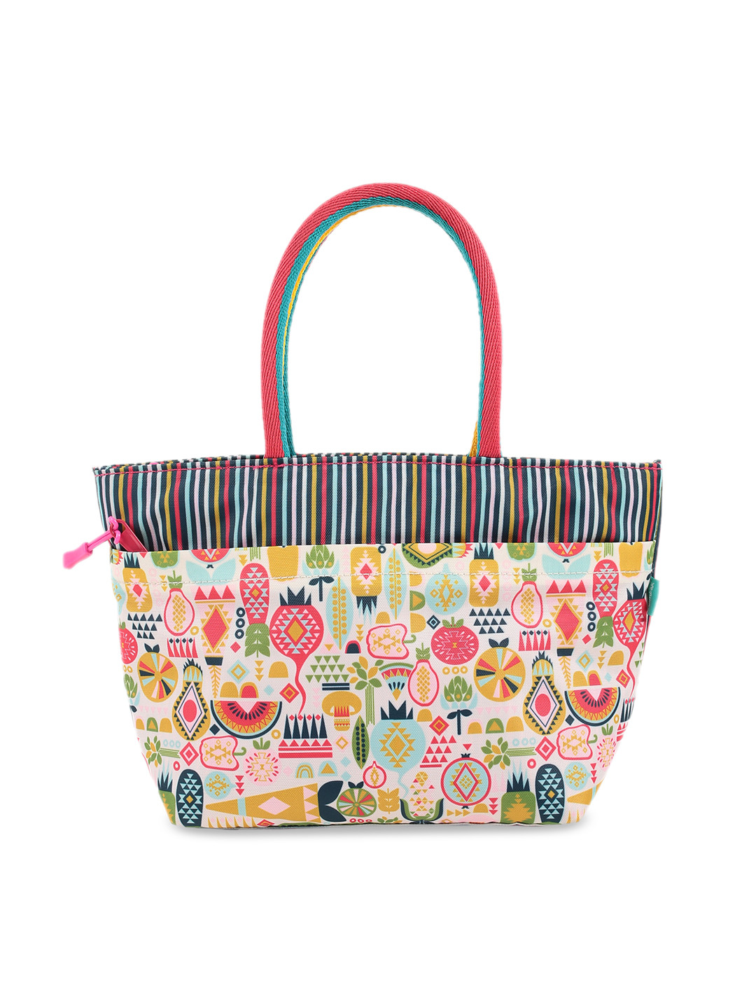 Buy Chumbak White & Pink Printed Lunch Bag Handbags for Unisex
