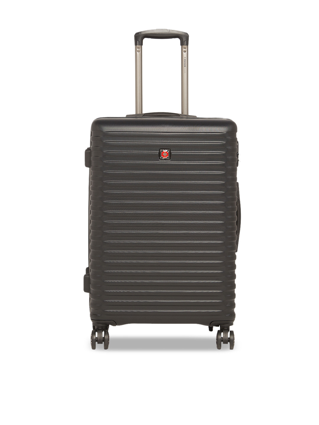Buy SWISS BRAND Black Solid Dublin Hard Sided Medium Trolley Suitcase