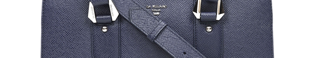 Buy Da Milano Blue Solid Handheld Leather Bag - Handbags for Women ...