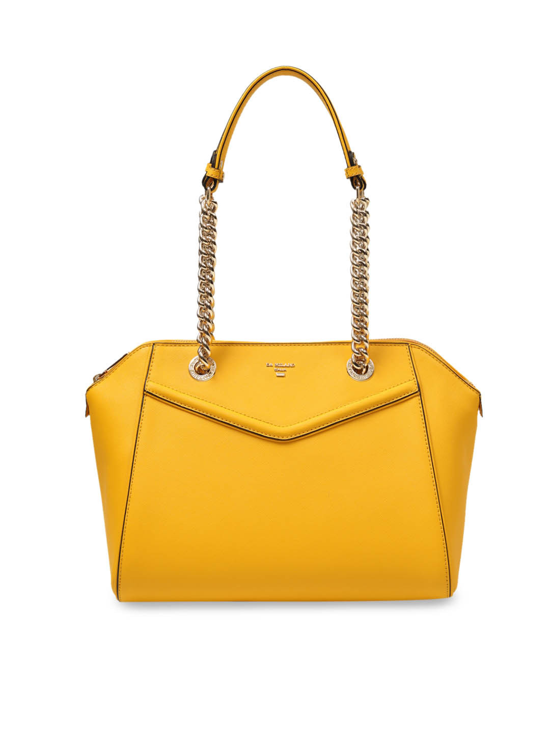 Buy Da Milano Mustard Yellow Solid Leather Shoulder Bag Handbags for