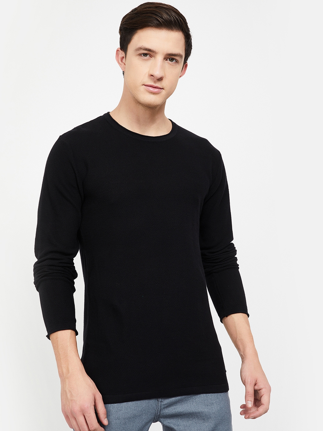 Buy Bossini Men Black Solid Round Neck T Shirt - Tshirts for Men ...