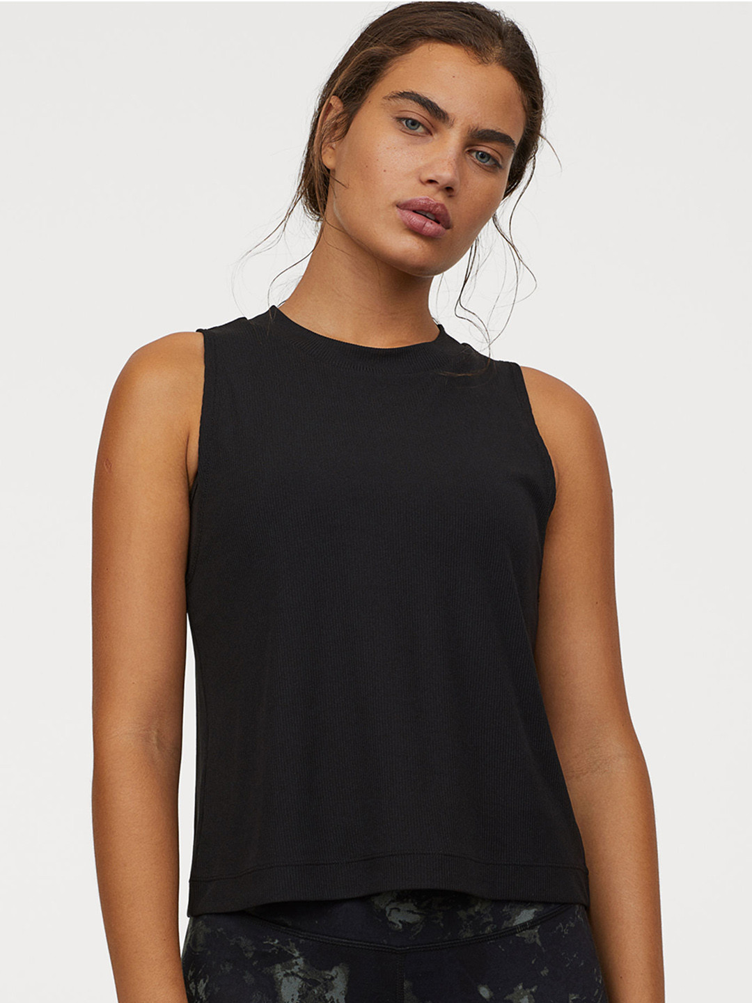 Buy H&M Women Black Ribbed Sports Vest Top Tops for Women 11470506