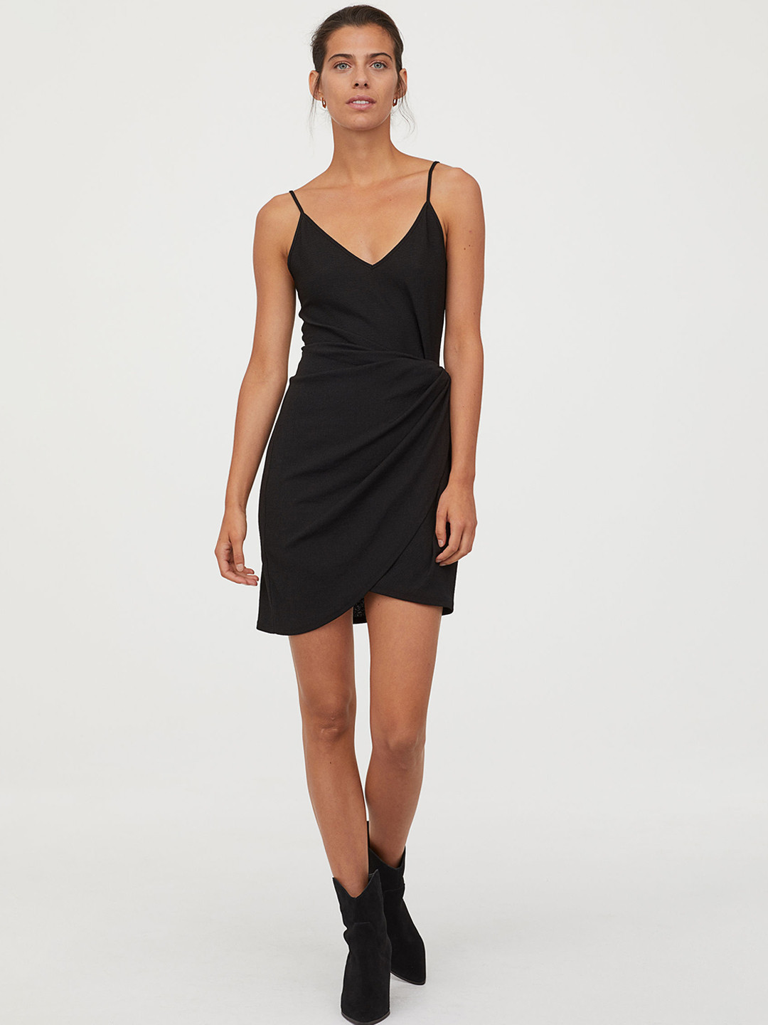 Buy H&M Women Black Solid Short Wrap Dress Dresses for Women 11469780
