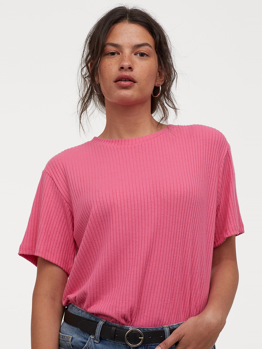 Buy H&M Women Pink Solid Relaxed T Shirt - Tshirts for Women 11471398 ...