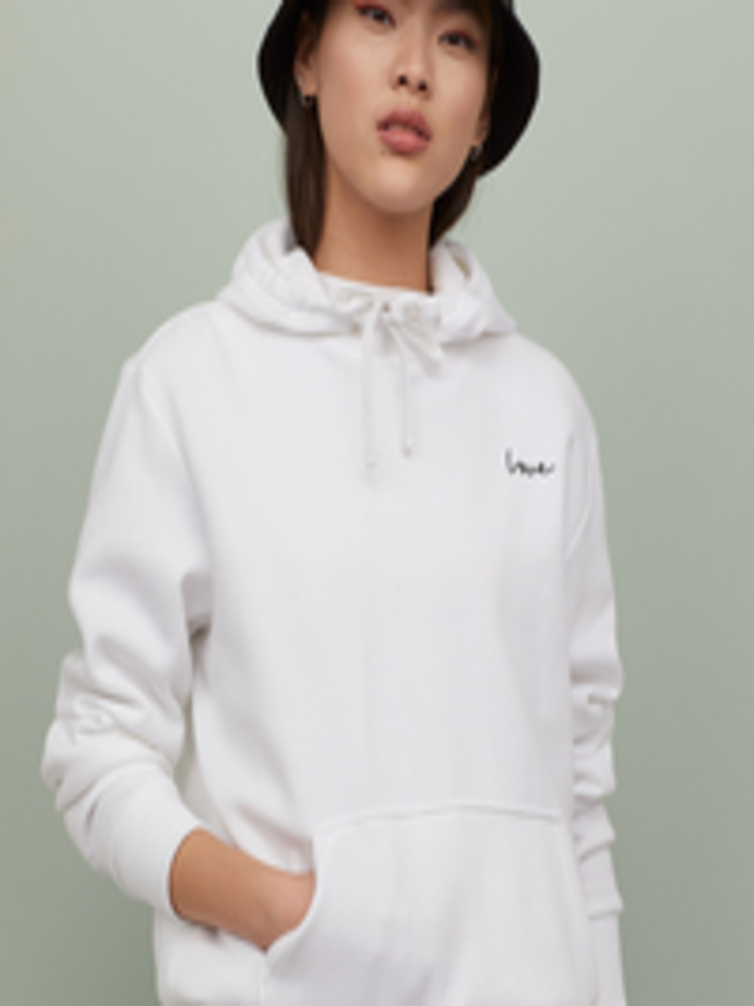 Buy H&M Women White Hooded Top With A Motif - Sweatshirts for Women ...