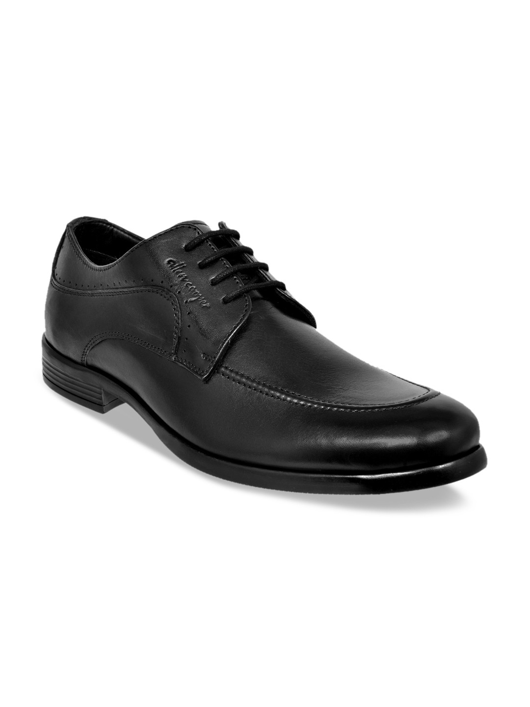 Buy Allen Cooper Men Black Solid Genuine Leather Formal Derbys Formal