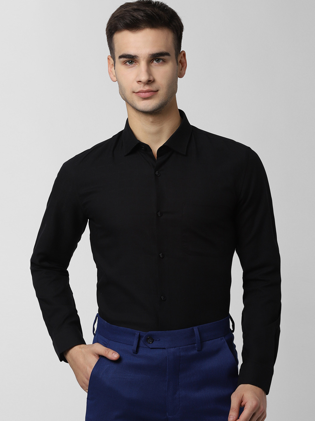 Buy Peter England Men Black Slim Fit Solid Formal Shirt Shirts for