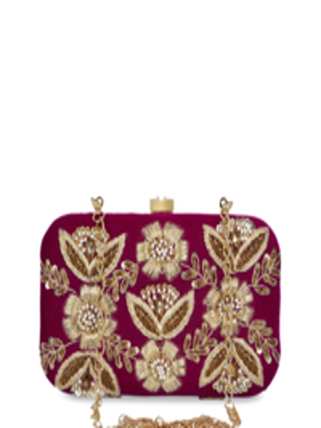 Buy Anekaant Magenta & Gold Toned Embellished Clutch - Clutches for ...