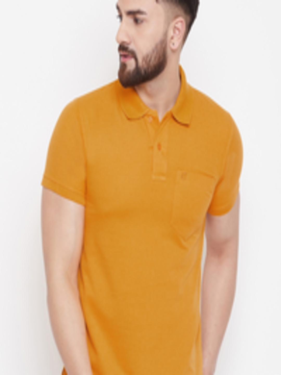 Buy Camey Men Mustard Yellow Solid Polo Collar T Shirt - Tshirts for ...