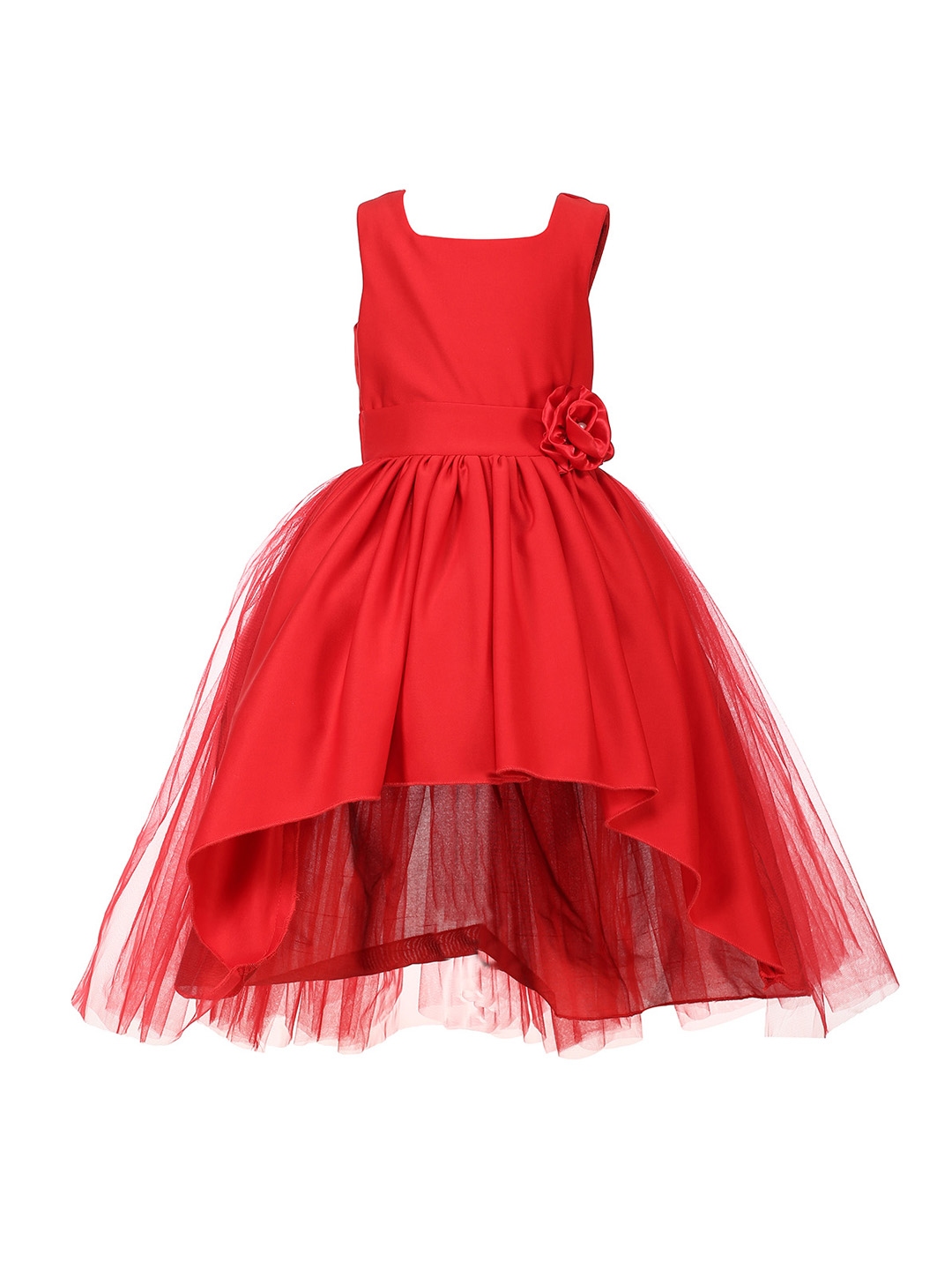Buy Samsara Couture Girls Red Solid Fit And Flare Dress - Dresses for ...