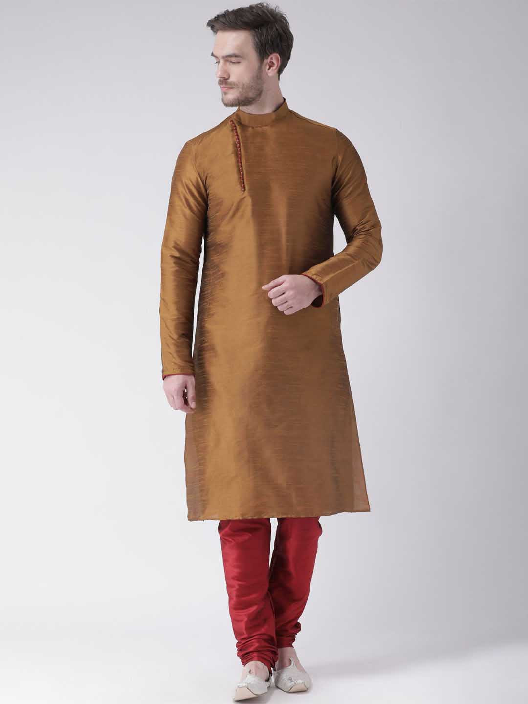 Buy DEYANN Men Copper Toned Solid Straight Kurta Kurtas for Men