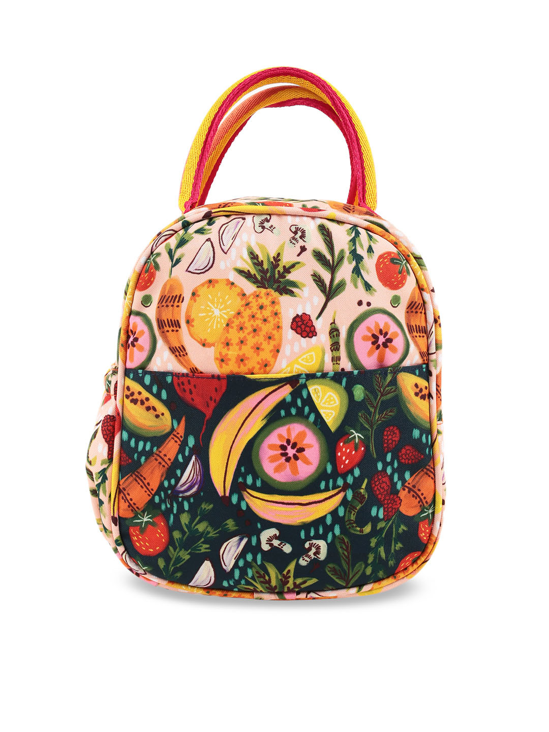 Buy Chumbak Green & Orange Printed Lunch Bag Handbags for Unisex