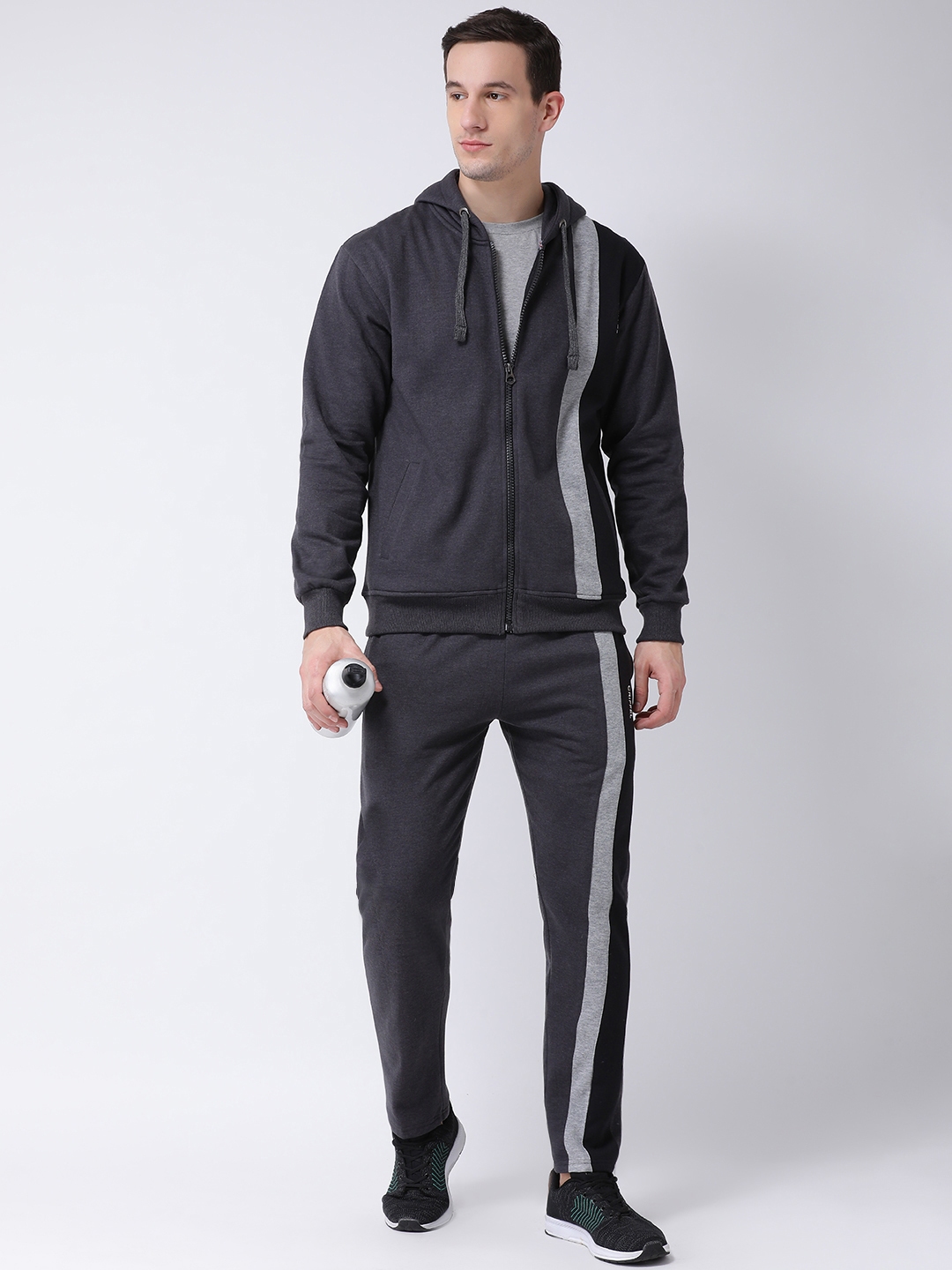 Buy GRIFFEL Men Charcoal Grey Solid Tracksuit - Tracksuits for Men ...