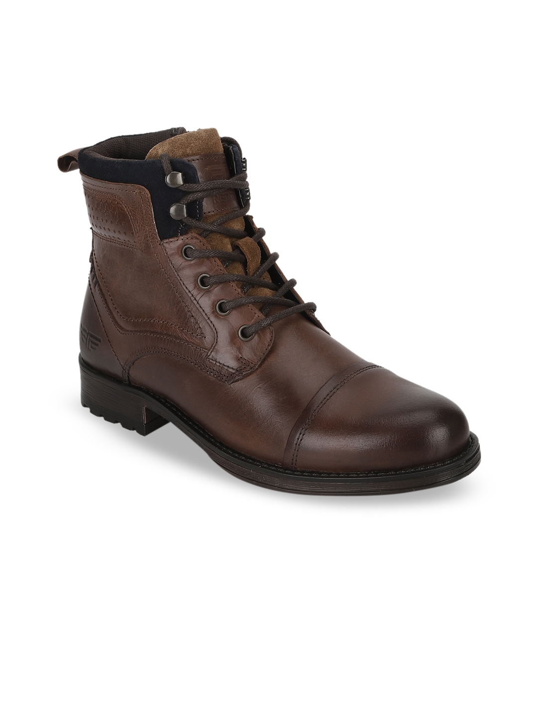 Buy Red Tape Men Brown Solid Leather Mid Top Flat Boots - Casual Shoes ...