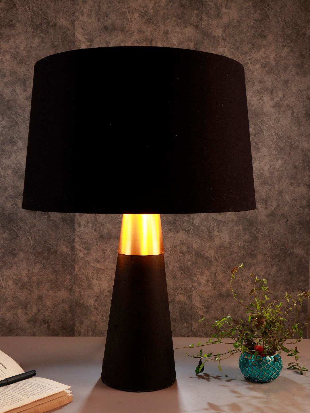 Buy Grated Ginger Black Solid Dark Rocky Road Bedside Lamp Table