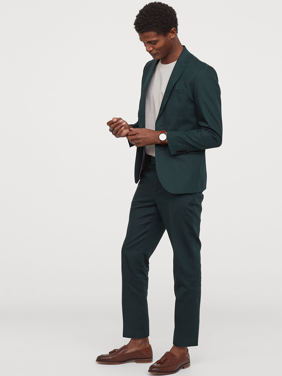 Buy H&M Men Green Suit Trousers Slim Fit Trousers for Men 11706222 Myntra