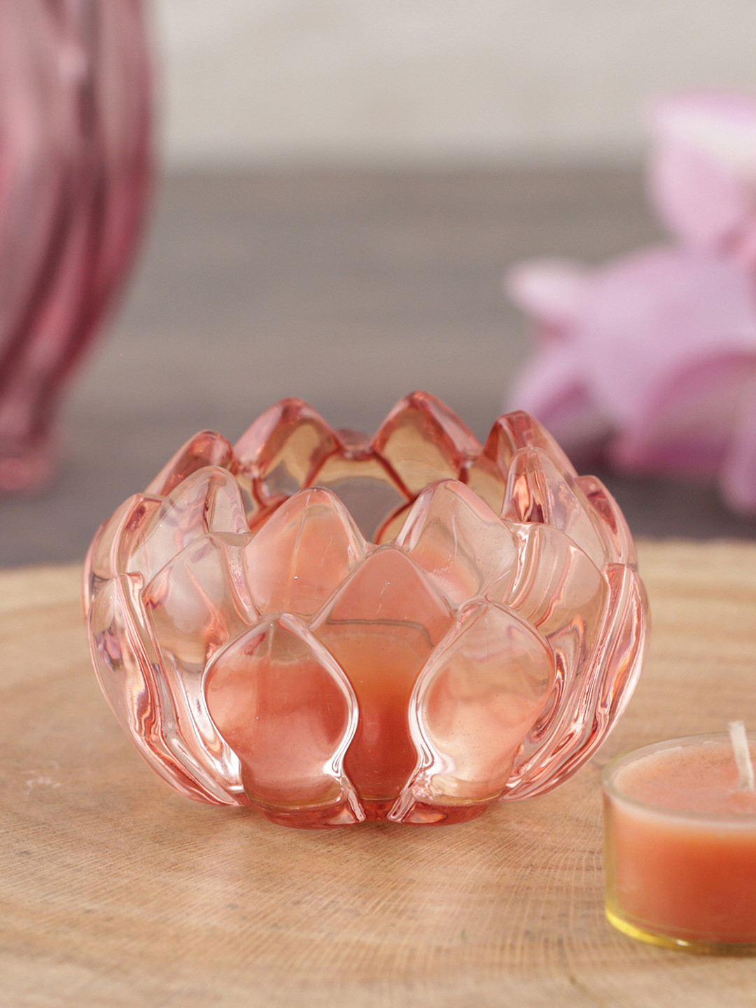 Buy Pure Home And Living Set Of 4 Peach Coloured Candle Holders Candle Holders for Unisex