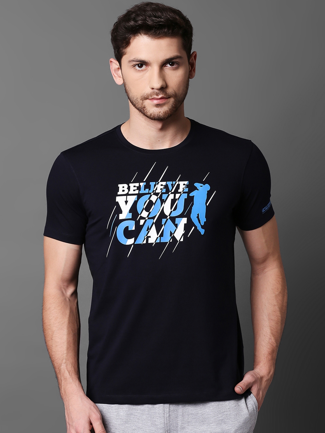 Buy SPYKAR Men Navy Blue Printed Round Neck T Shirt - Tshirts for Men ...