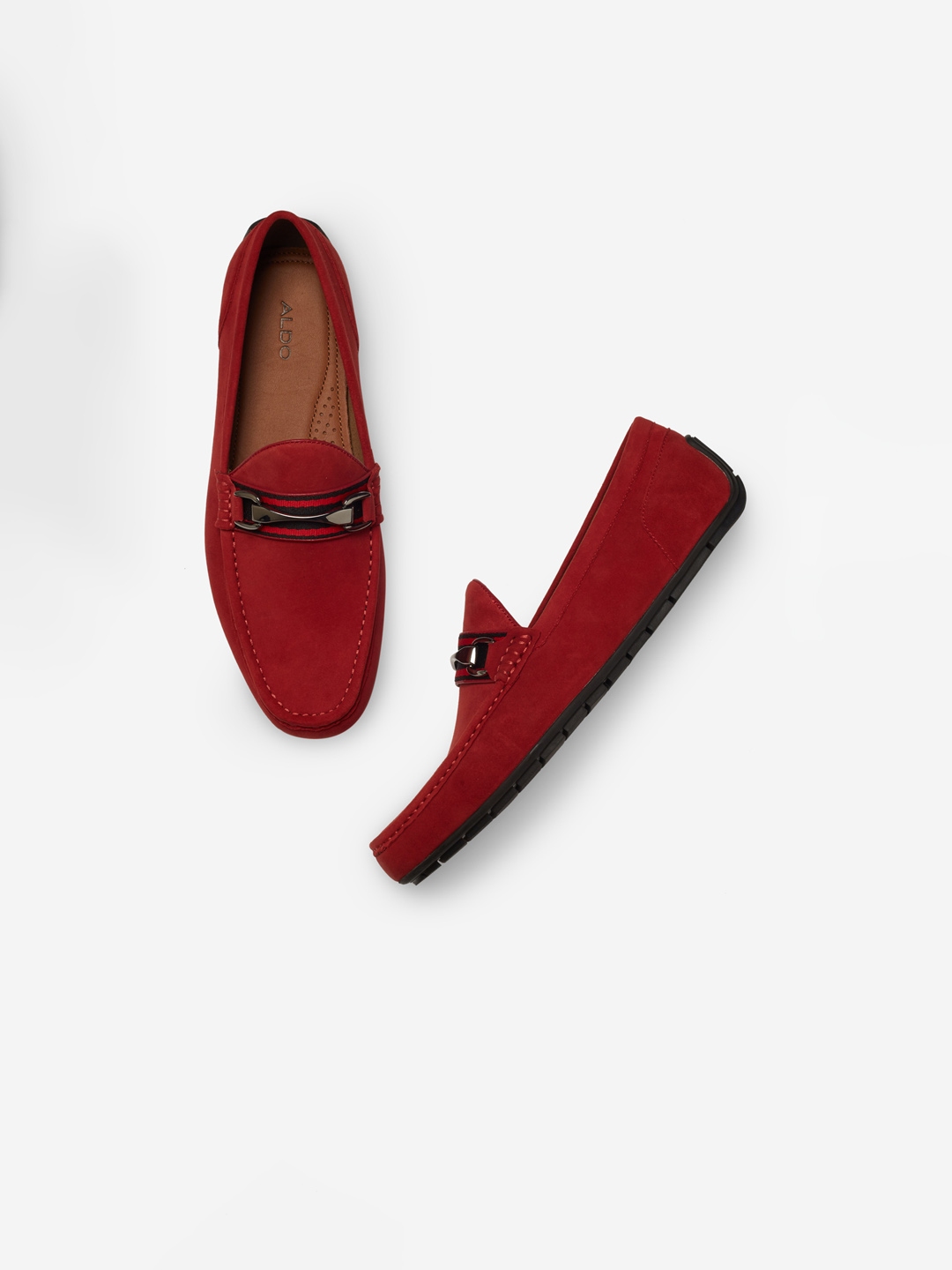 Buy ALDO Men Red Solid Leather Loafers - Casual Shoes for Men 11717302 | Myntra
