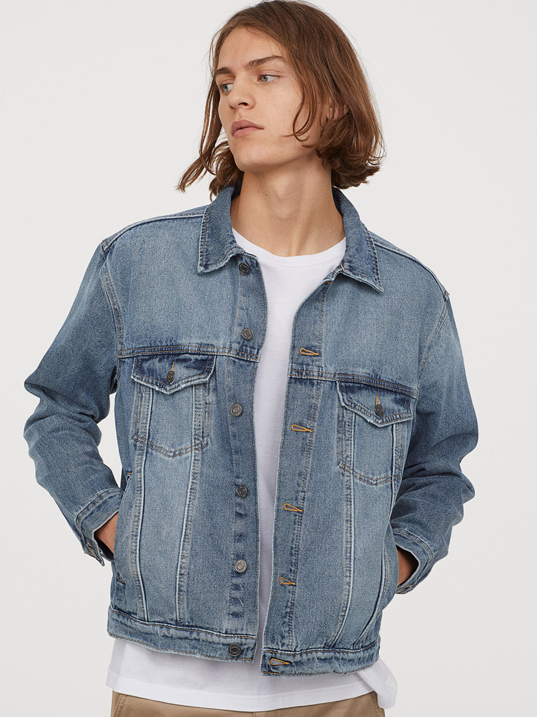 Buy H&M Men Blue Printed Denim Jacket Jackets for Men 11729444 Myntra