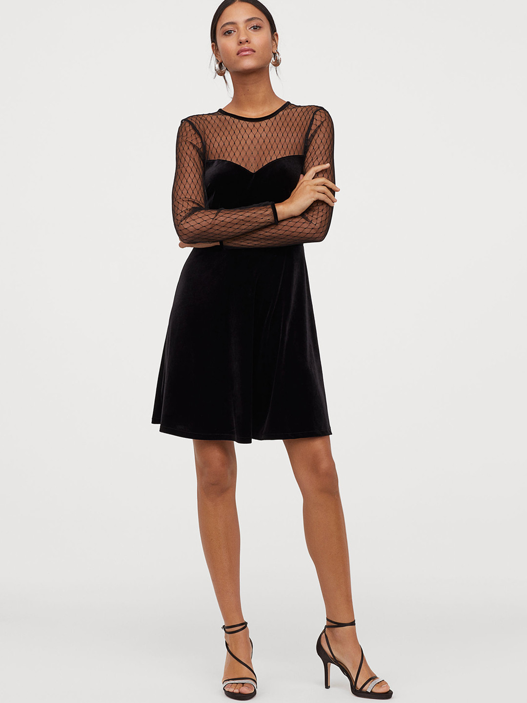 Buy H&M Black Velour Dress Dresses for Women 11734452 Myntra