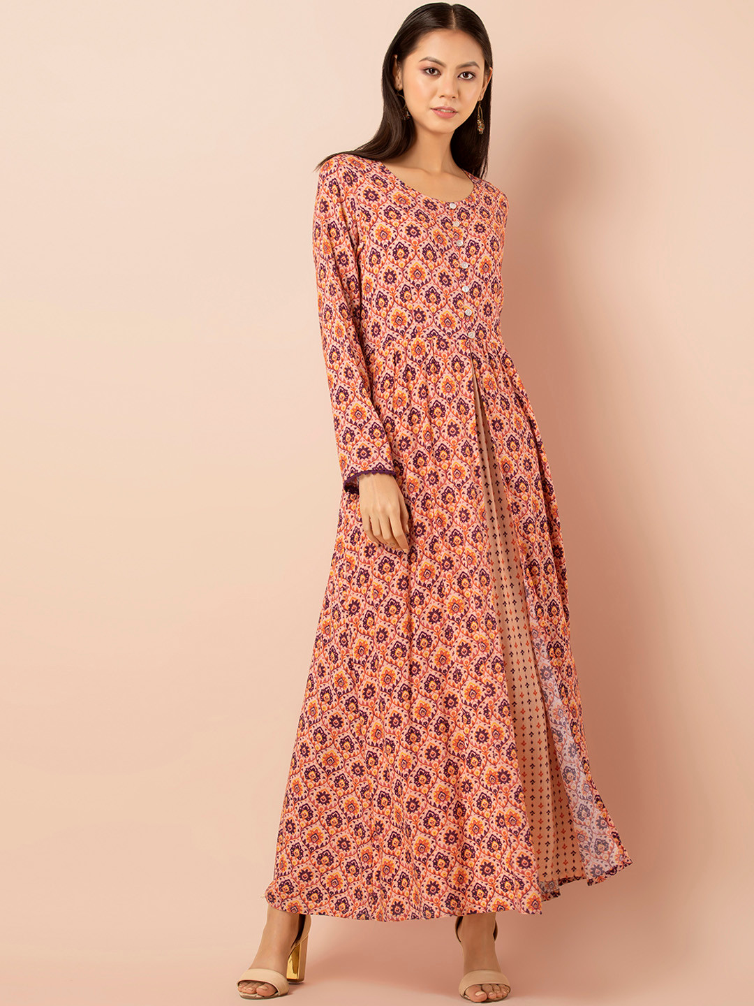 Orange vintage dress made in India main image 1