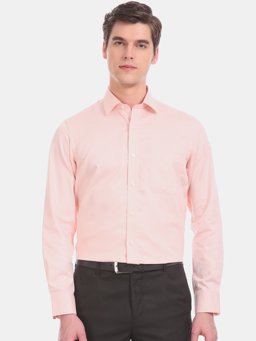 Buy Arrow Men Pink Regular Fit Self Design Formal Shirt - Shirts for ...