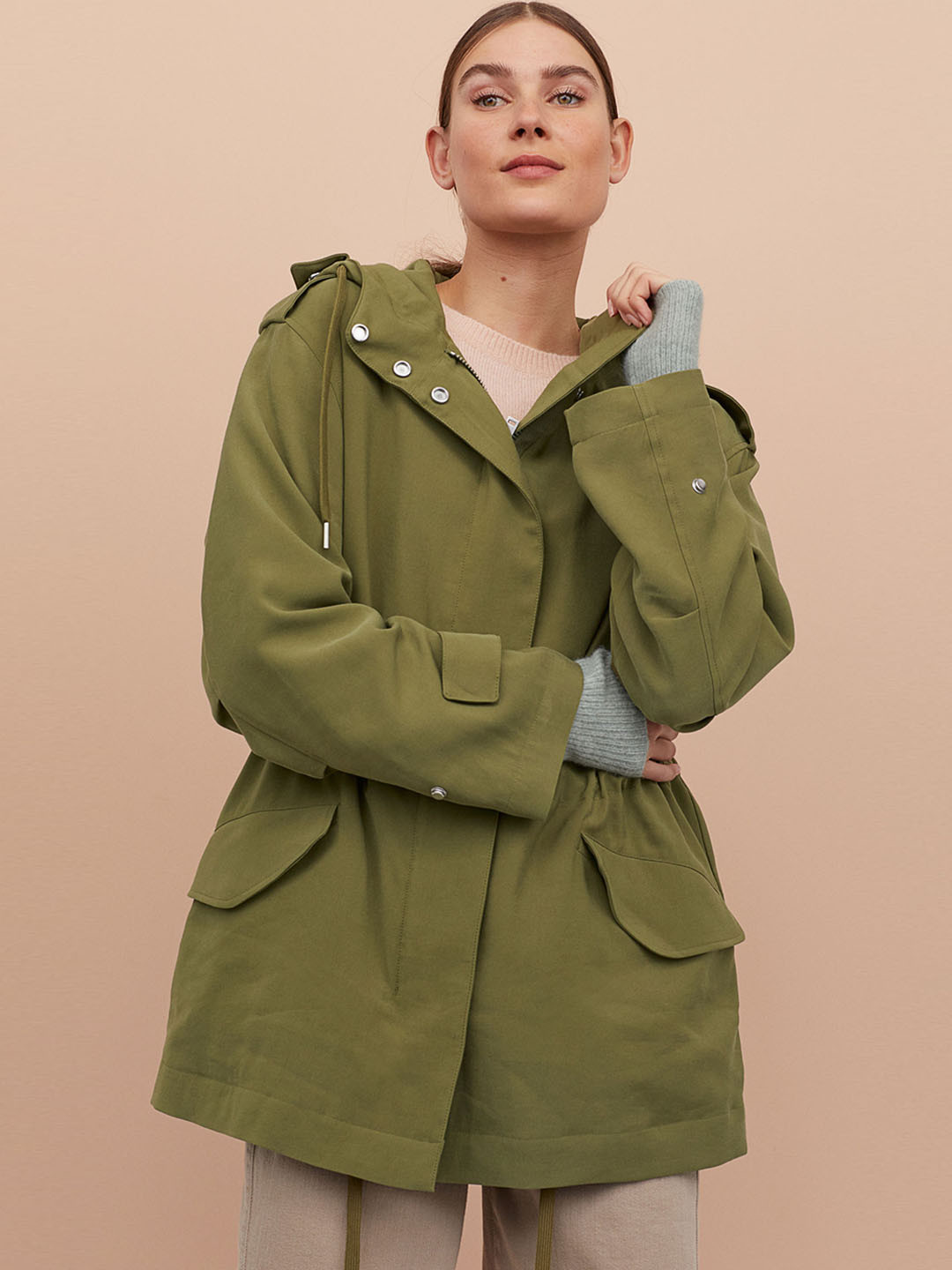 Buy H&M Women Green Solid Hooded Parka Jackets for Women 11626682 Myntra