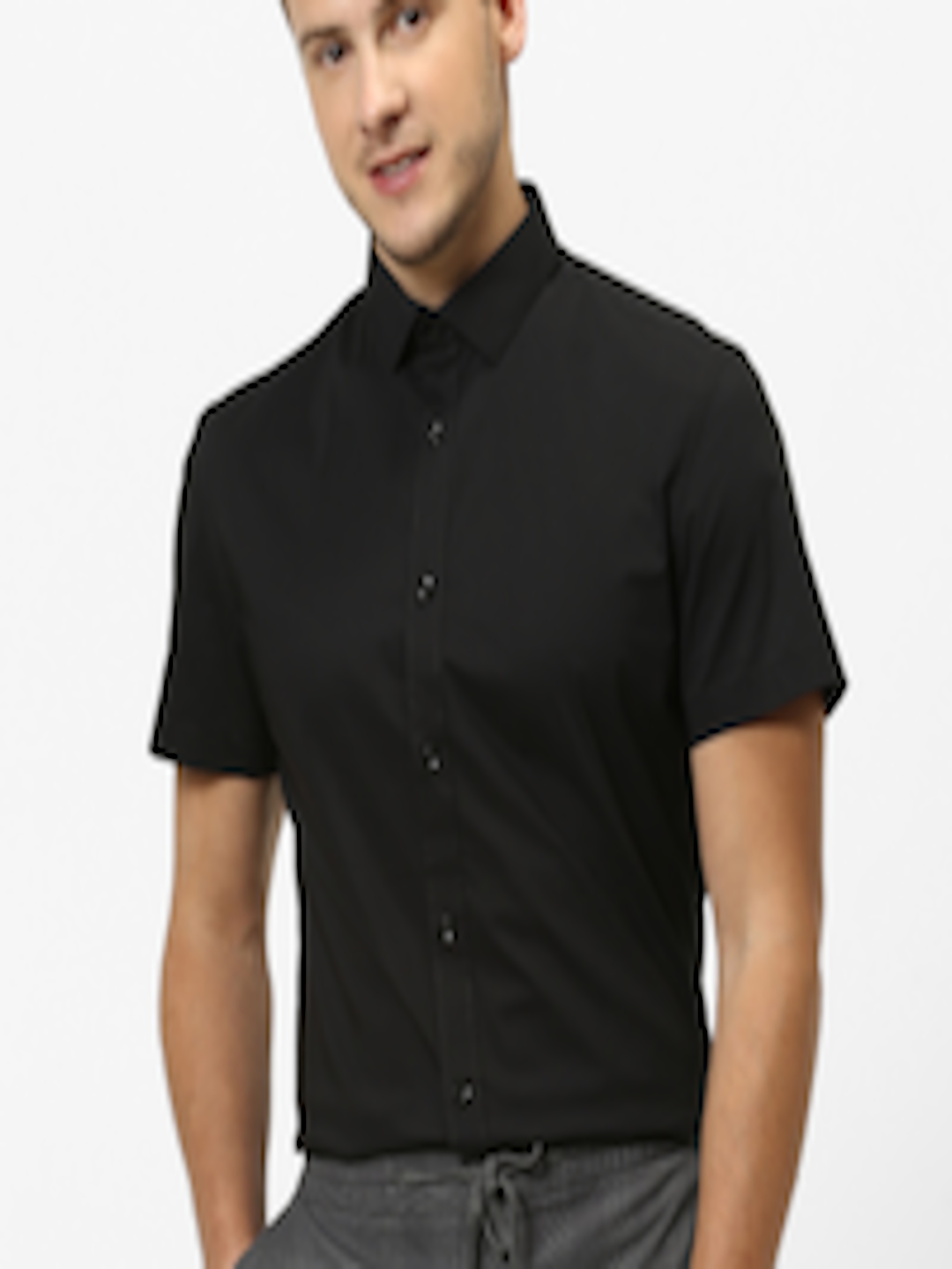 Buy Celio Men Black Slim Fit Solid Semiformal Shirt - Shirts for Men ...