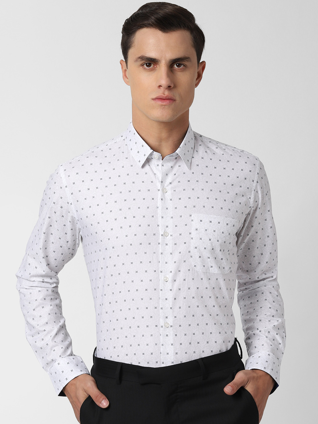 Buy Peter England Men White Regular Fit Printed Formal Shirt Shirts