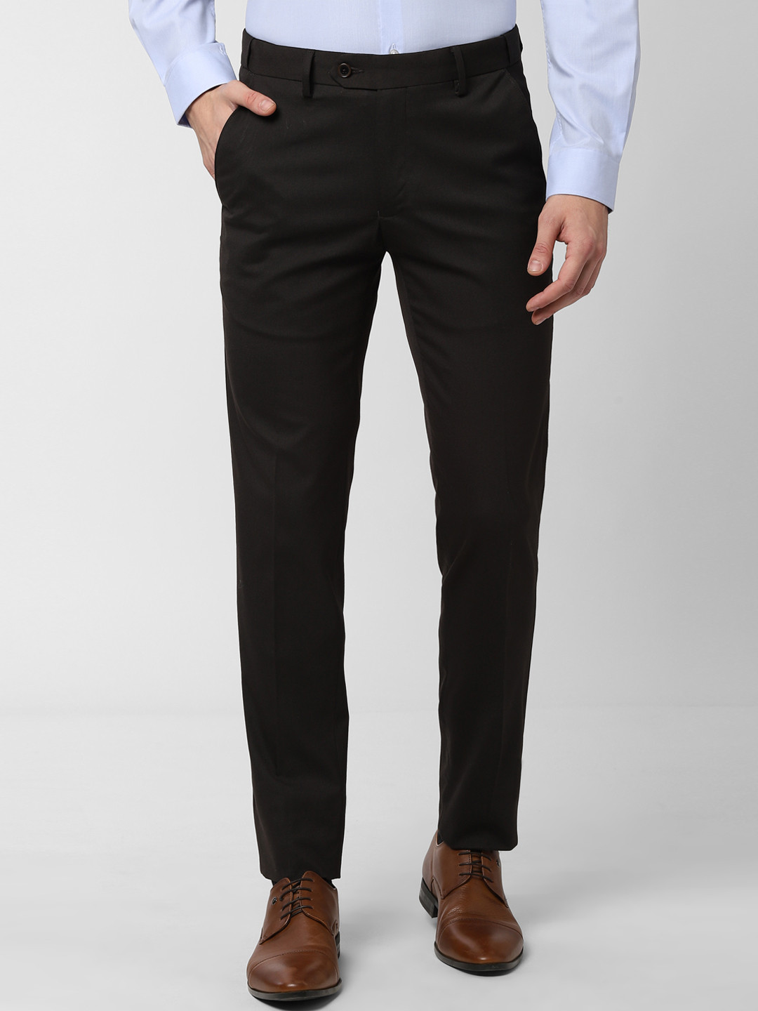 Buy Peter England Men Black Slim Fit Solid Formal Trousers Trousers