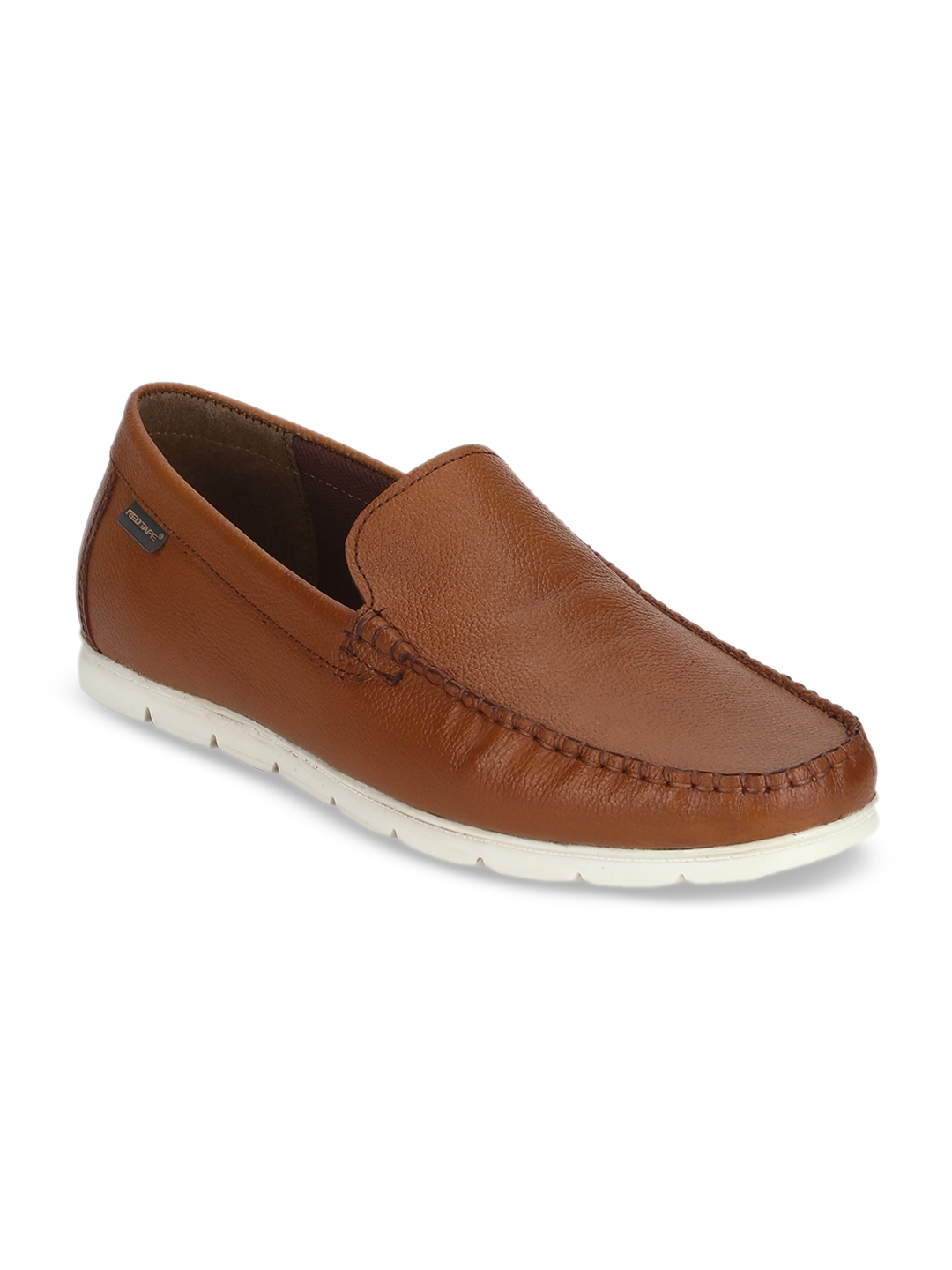 red tape men brown leather loafers