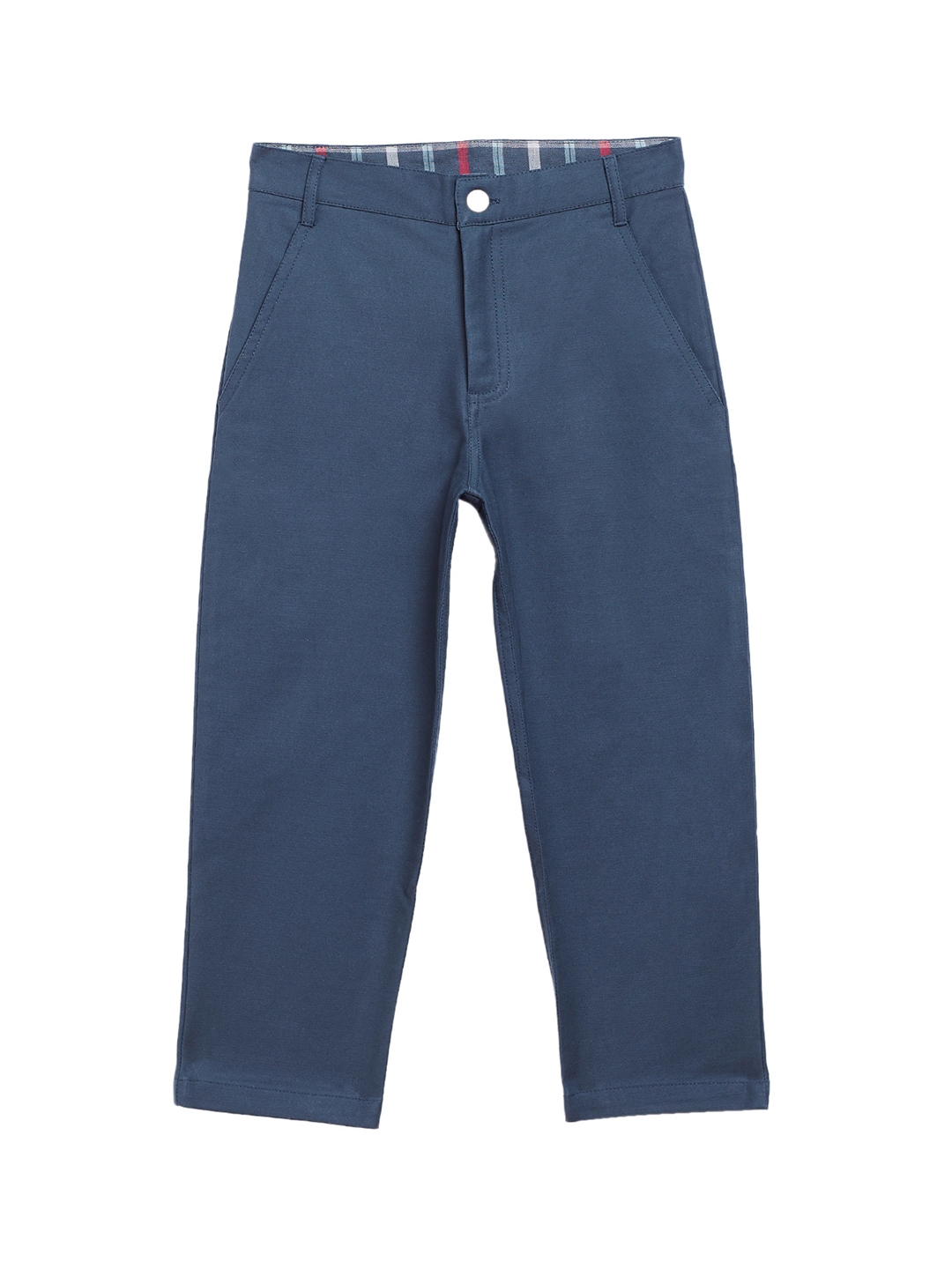 Buy KIDKLO Boys Navy Blue Slim Fit Solid Regular Trousers - Trousers ...
