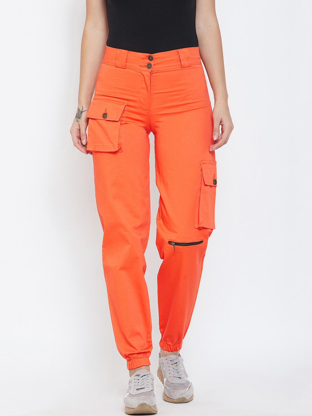 green and orange joggers