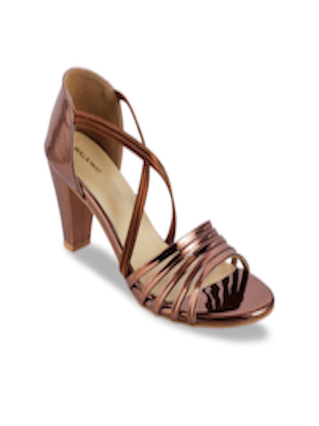 Buy WALKWAY By Metro Women Bronze Toned Solid Sandals - Heels for Women ...