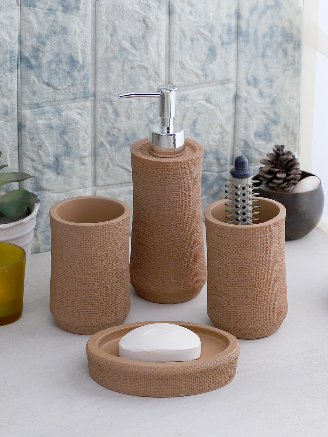 Buy Cortina 4 Piece Brown Resin Bathroom Accessories Bathroom