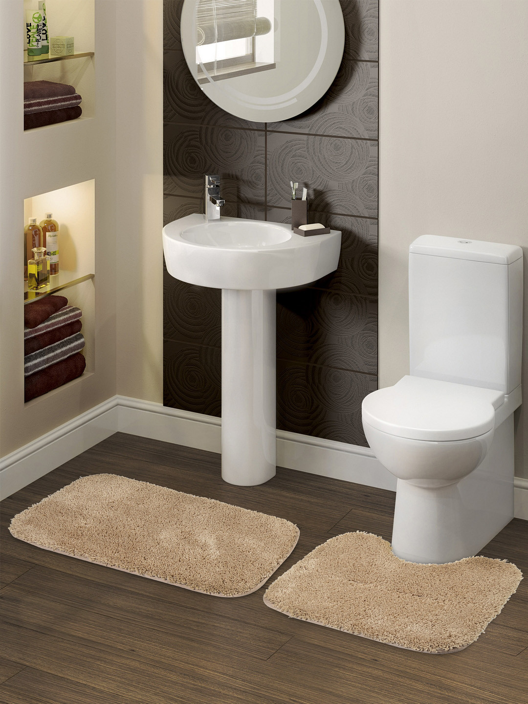 Buy SPACES Set Of 2 Tan Brown Solid Luxury Small Bath Mats Bath Rugs for Unisex 11659542 Myntra