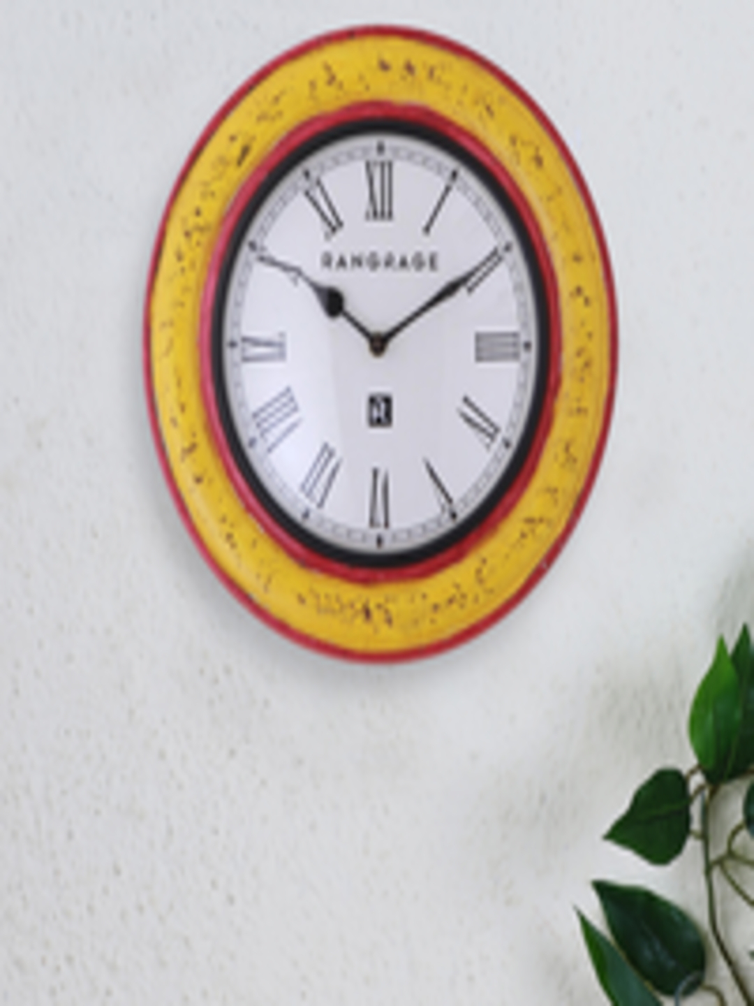 Buy RANGRAGE White & Yellow Round Textured 30.48 Cm Analogue Wall Clock Clocks for Unisex