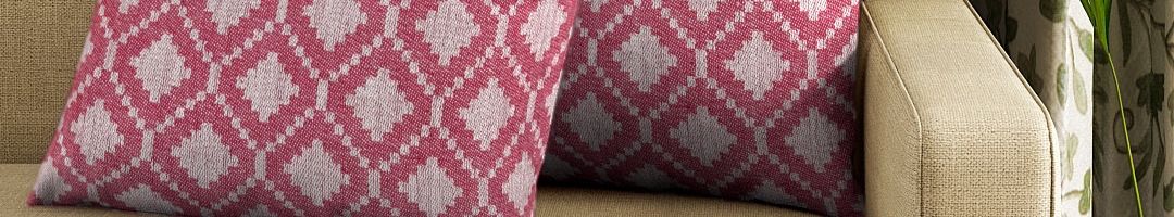 Buy NEUDIS Red & Off White Set Of 2 Self Design Square Premium Cotton ...