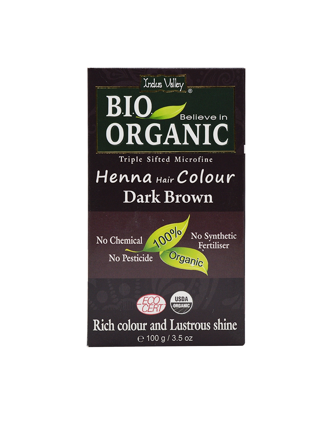 Buy Indus Valley Bio Organic Dark Brown Henna Hair Color 100 G - Hair ...