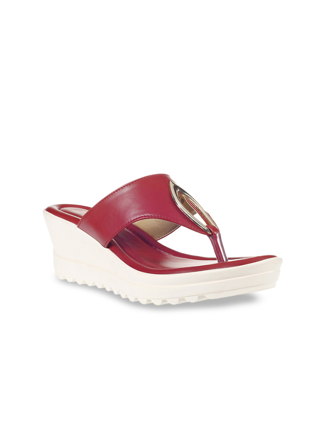 Buy Khadims Women Red Solid Wedges - Heels for Women 11935284 | Myntra