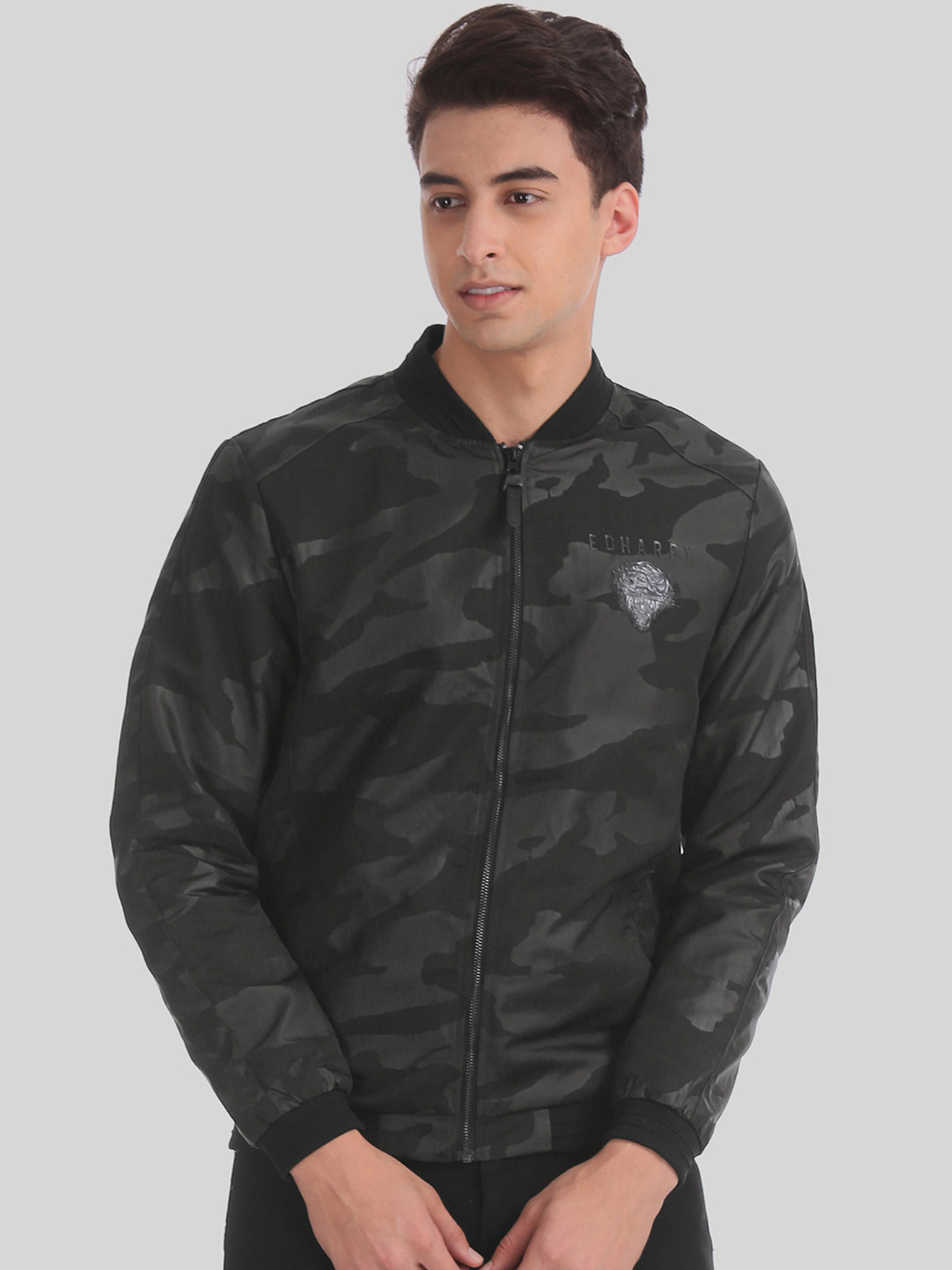 Buy Ed Hardy Men Black Printed Camouflage Bomber Jacket - Jackets for Men 11938090 | Myntra