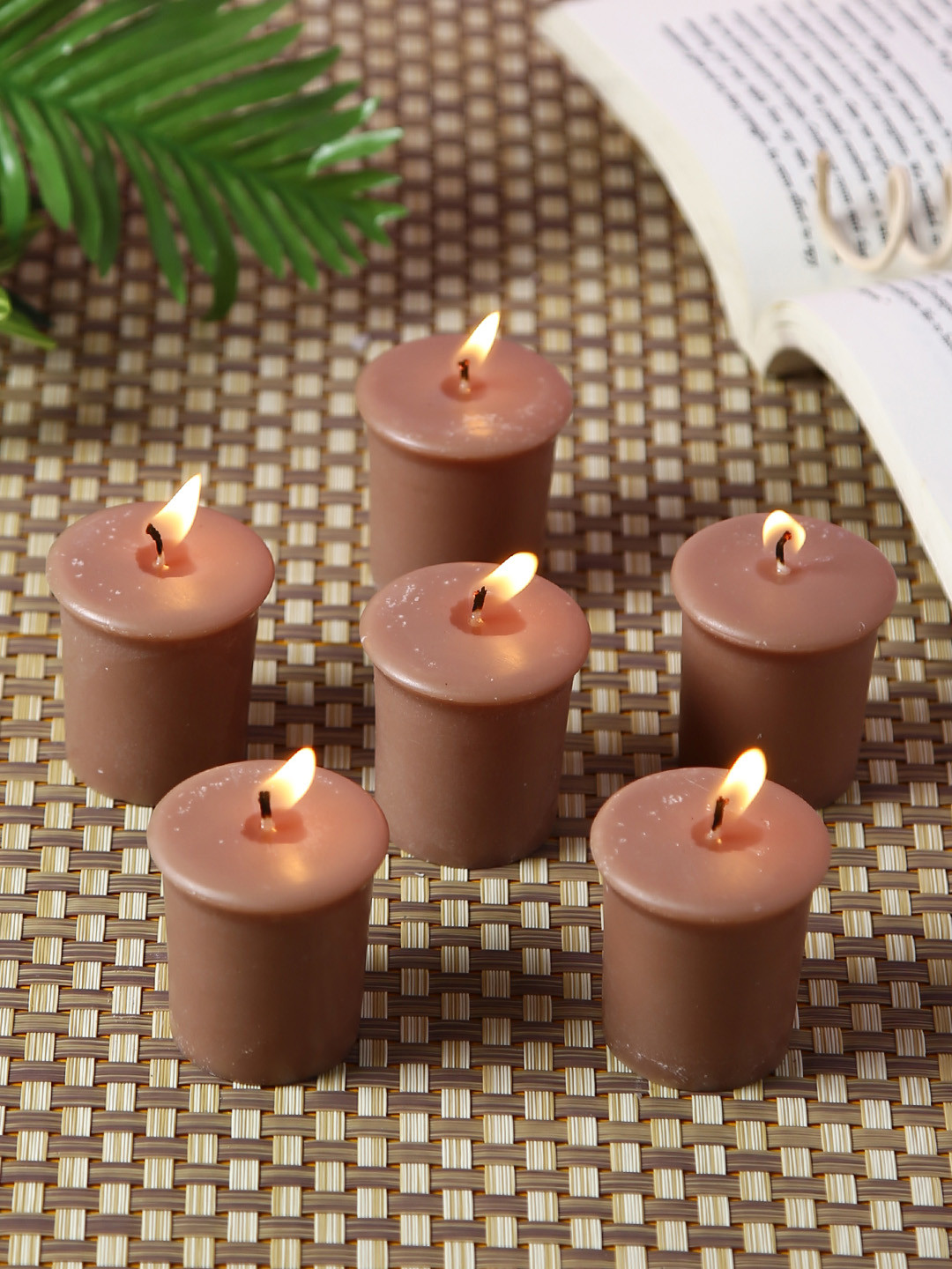 Buy HOSLEY Set Of 6 Brown Hazelnut Creme Highly Fragranced Votive