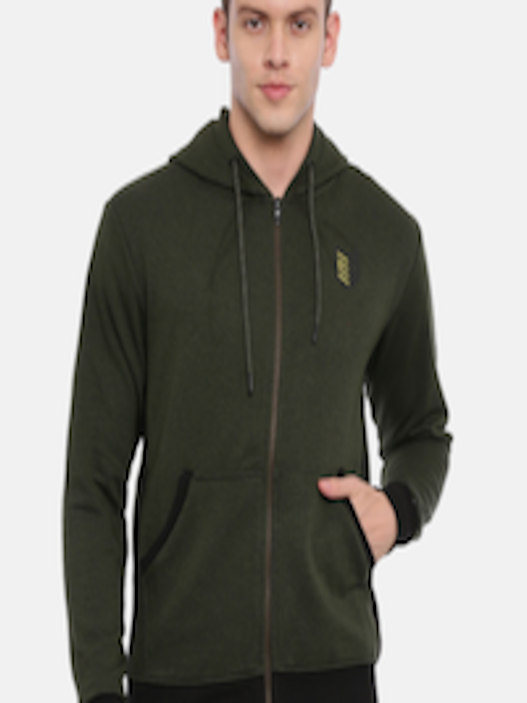 Buy Proline Active Men Olive Green Solid Hooded Sweatshirt ...