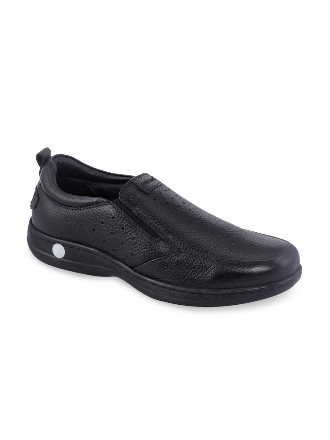 Buy Khadims Men Black Solid Leather British Walkers Formal Slip Ons