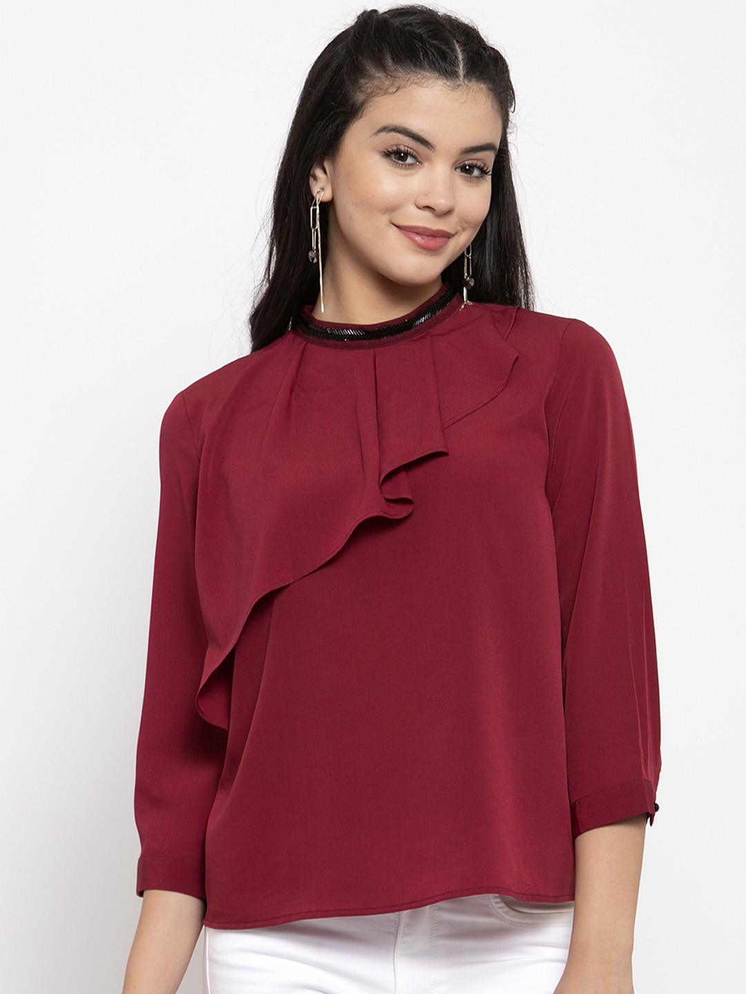 Buy KASSUALLY Women Maroon Solid Top Tops for Women 11942252 Myntra
