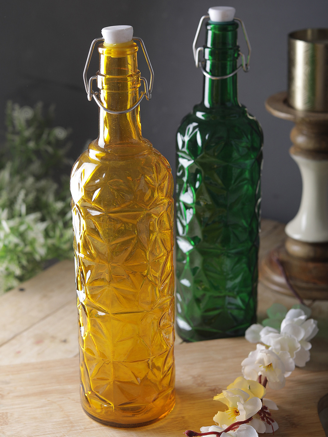 Buy CDI Set Of 2 Assorted Floral Shaped Cork Water Botlles Water