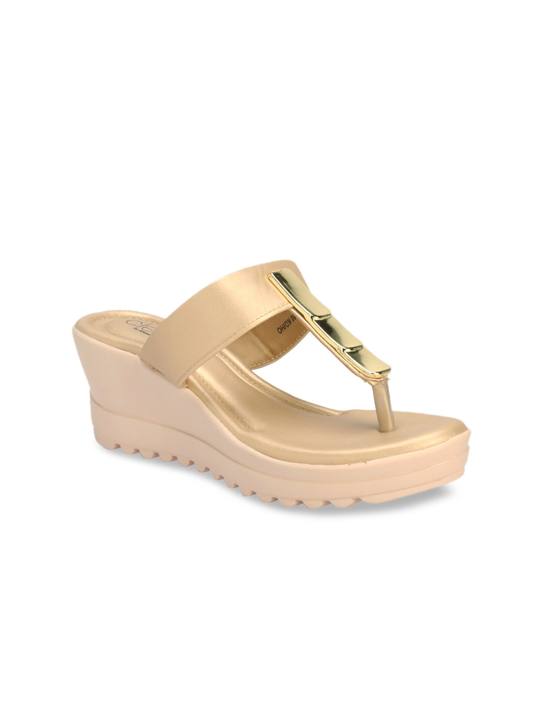 Buy Khadims Women Gold Toned Solid Wedges - Heels for Women 11982910 | Myntra