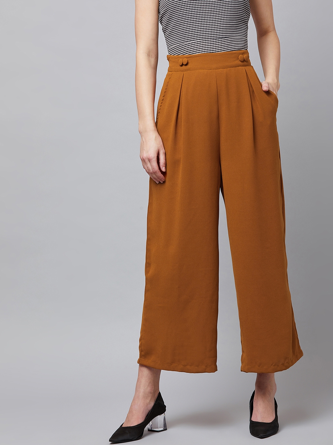 Buy RARE Women Mustard Yellow Regular Fit Solid Culottes - Trousers for ...