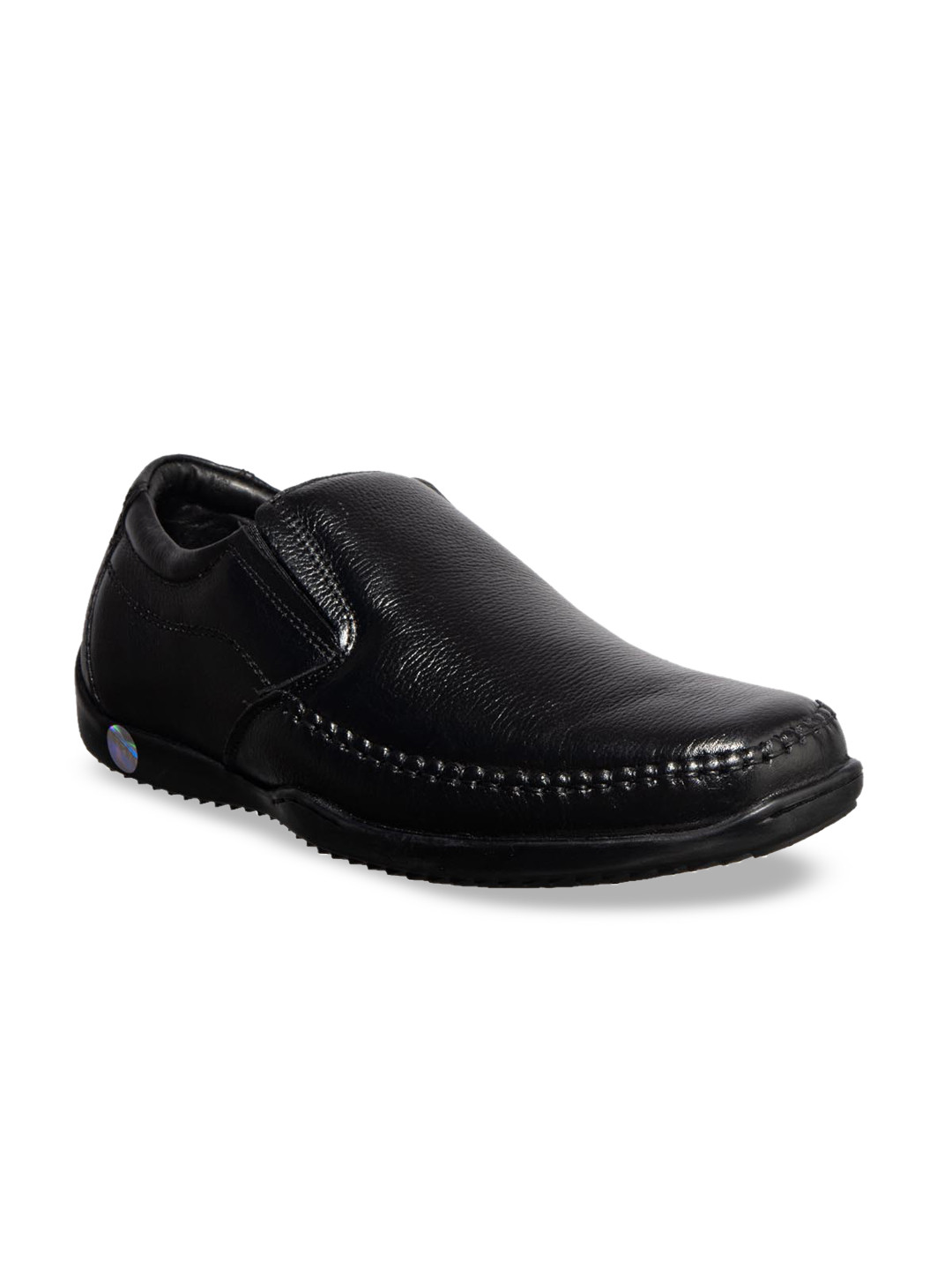 Buy Khadims Men Black Solid Leather British Walkers Formal Slip Ons